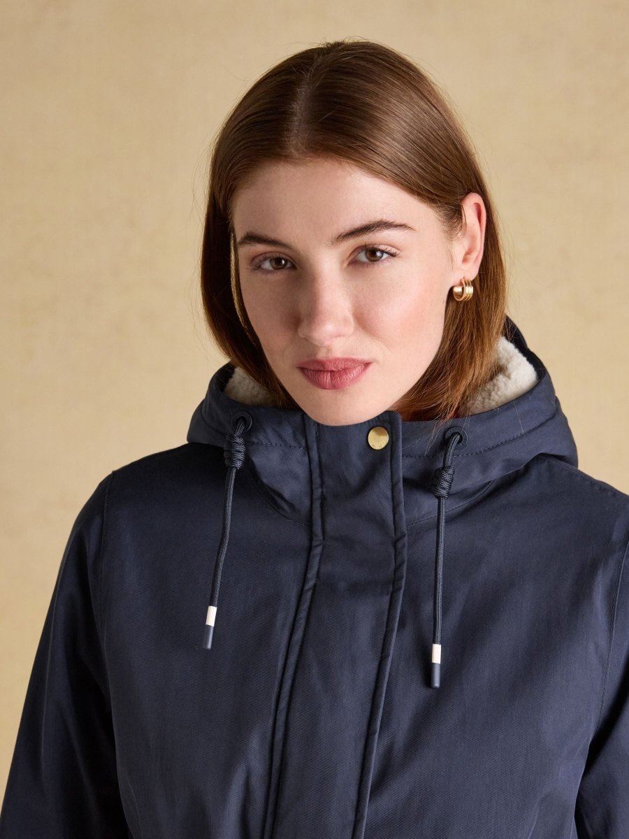 Portwell Cosy Navy Fleece Lined Waterproof Raincoat with Hood - RUTHERFORD & Co