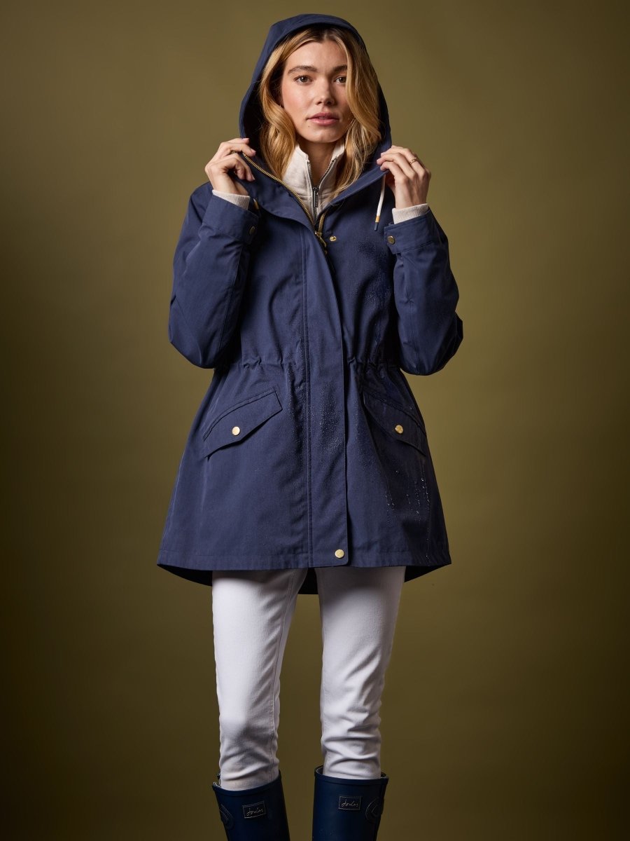 Portwell Navy Blue Waterproof Raincoat With Hood - RUTHERFORD & Co