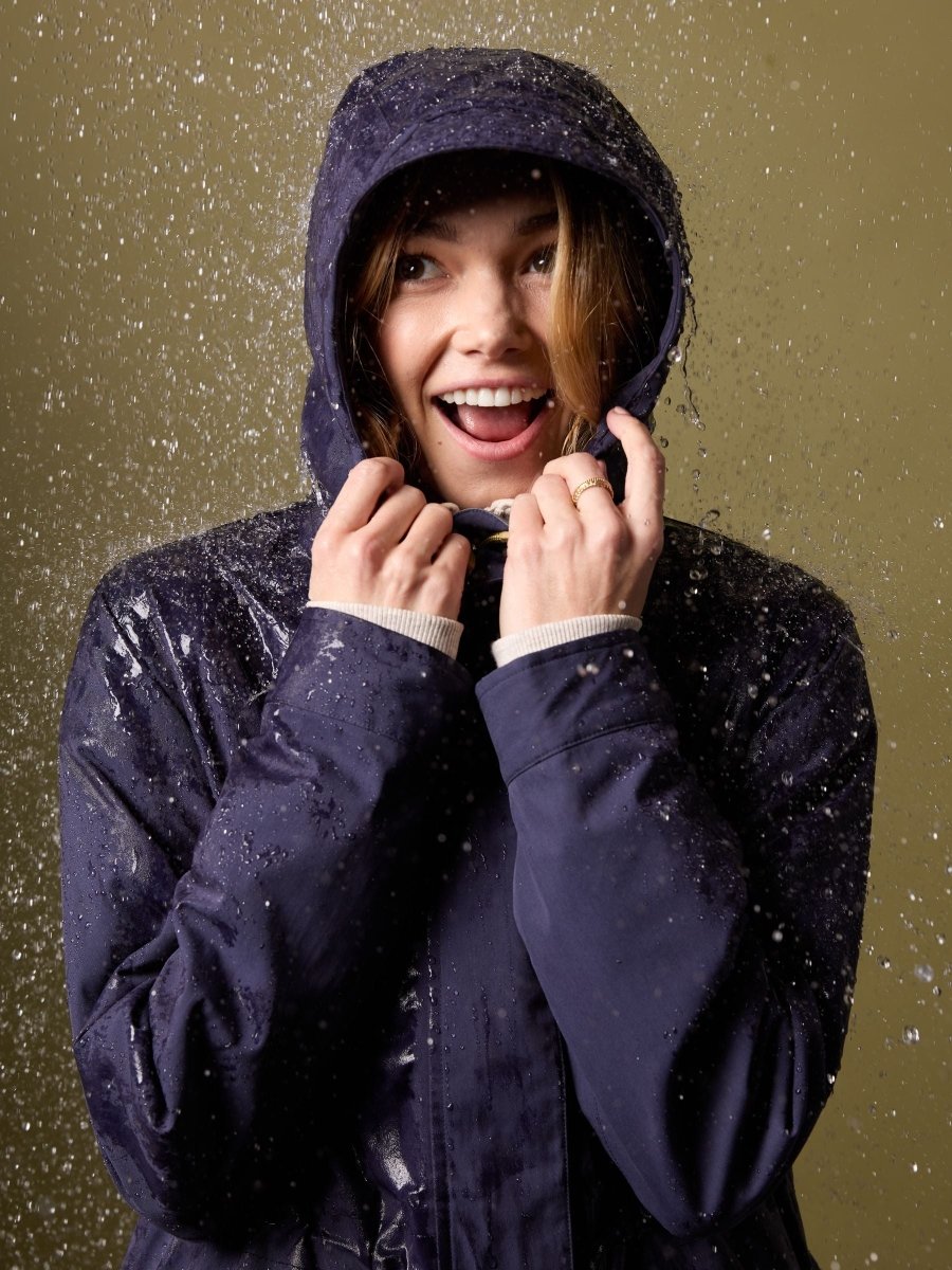 Portwell Navy Blue Waterproof Raincoat With Hood - RUTHERFORD & Co