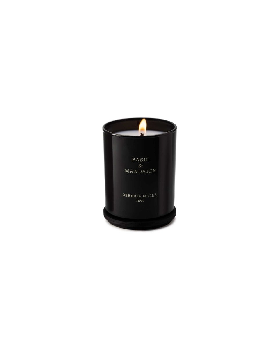 Premium Candle 230g - Basil & Mandarin - Black - RUTHERFORD & Co