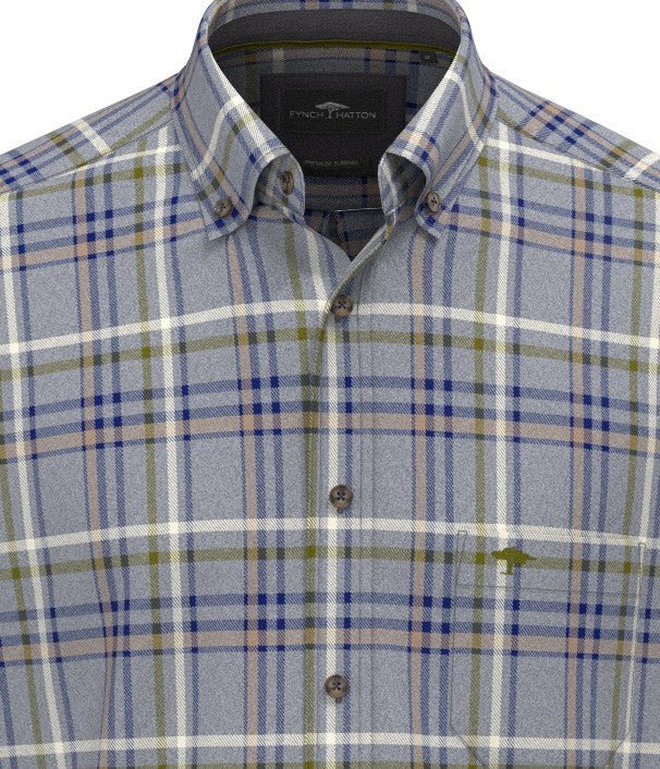 Premium Melange Check Shirt - Air Blue - RUTHERFORD & Co