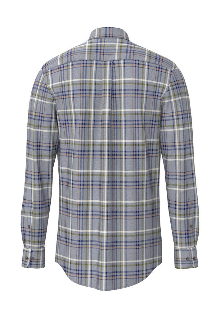 Premium Melange Check Shirt - Air Blue - RUTHERFORD & Co