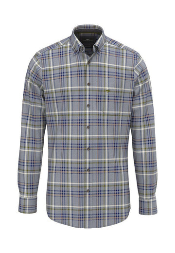 Premium Melange Check Shirt - Air Blue - RUTHERFORD & Co