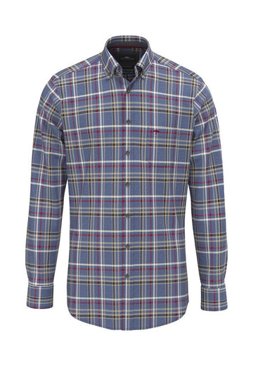 Premium Melange Check Shirt - Ink Blue - RUTHERFORD & Co