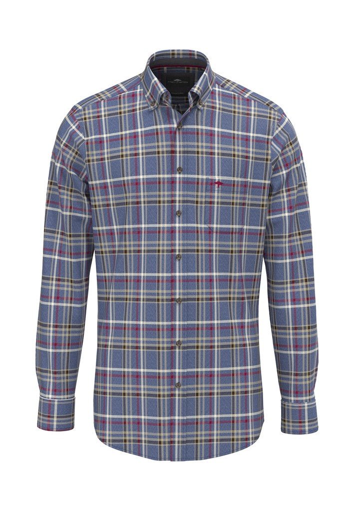 Premium Melange Check Shirt - Ink Blue - RUTHERFORD & Co