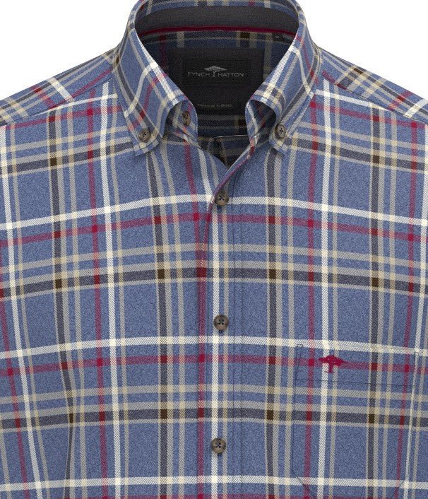 Premium Melange Check Shirt - Ink Blue - RUTHERFORD & Co