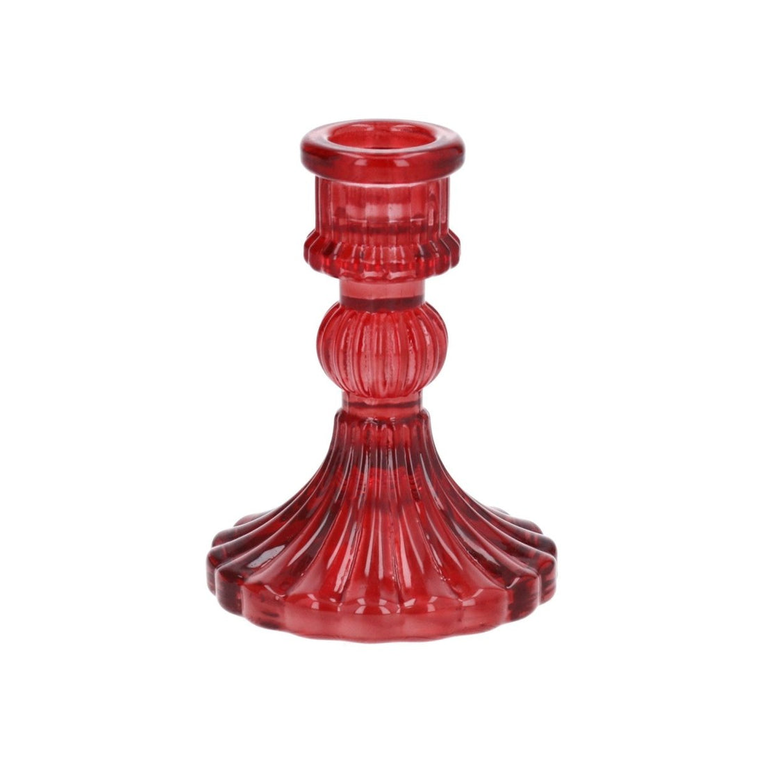 Pressed Glass Candlestick/Red - RUTHERFORD & Co