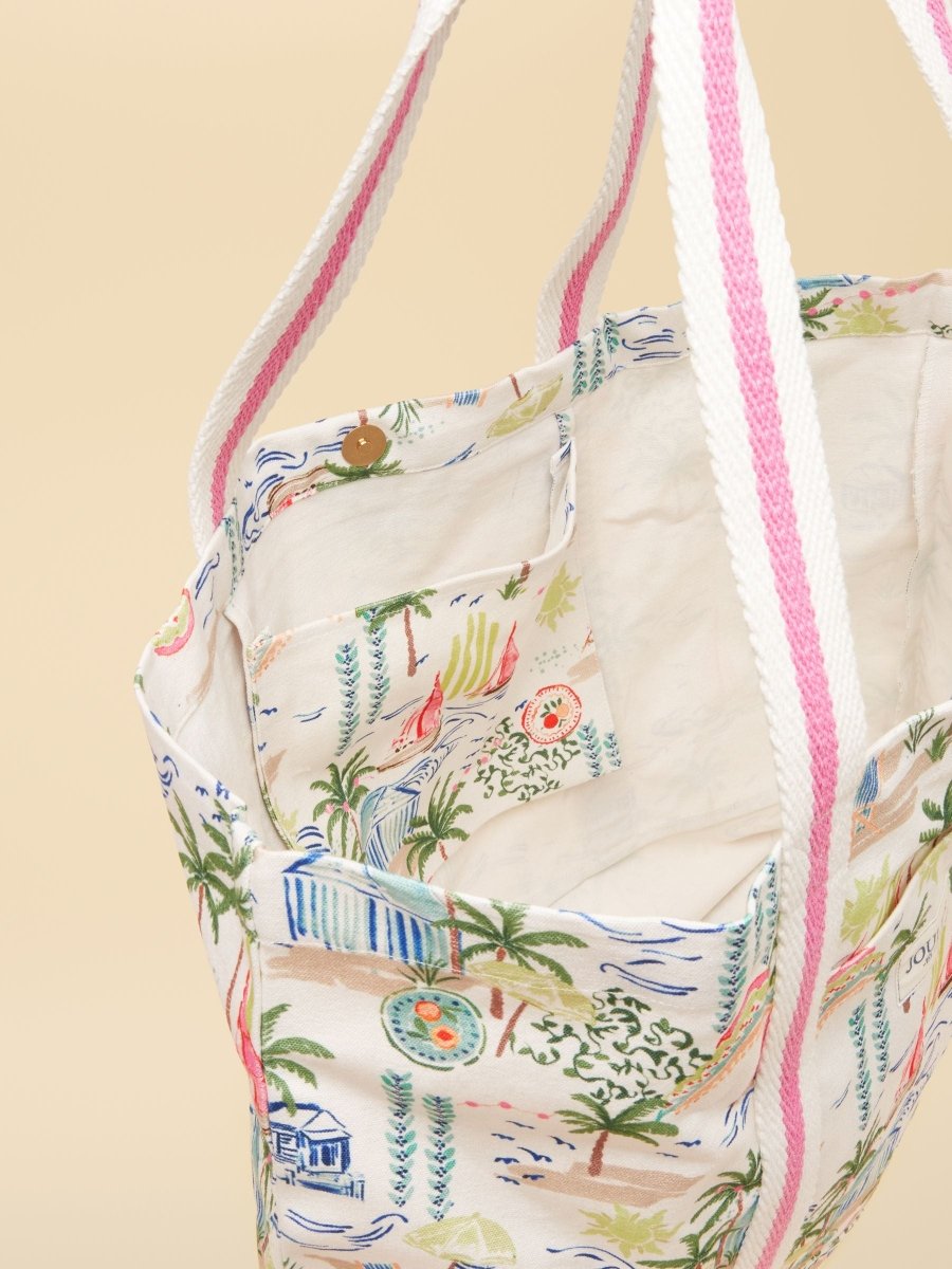 Promenade Palm Print Canvas Tote Bag - RUTHERFORD & Co