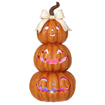 Pumpkin Stack With Cream Bow - RUTHERFORD & Co