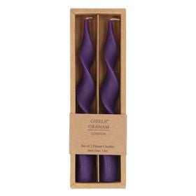 Purple Vintage Twist Box of 2 Taper Candles (22cm) - RUTHERFORD & Co