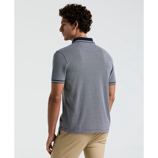 Jacquard Tipped 1/4 Zip Polo Shirt In Dark Sapphire