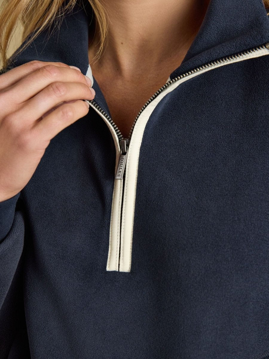 Quarter Zip Funnel Neck Fleece - Navy - RUTHERFORD & Co