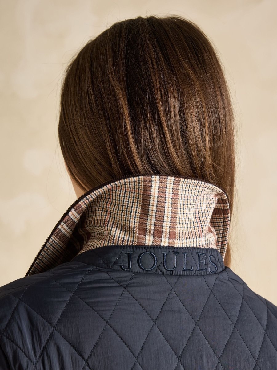 Quinn Navy Showerproof Diamond Quilted Coat - RUTHERFORD & Co