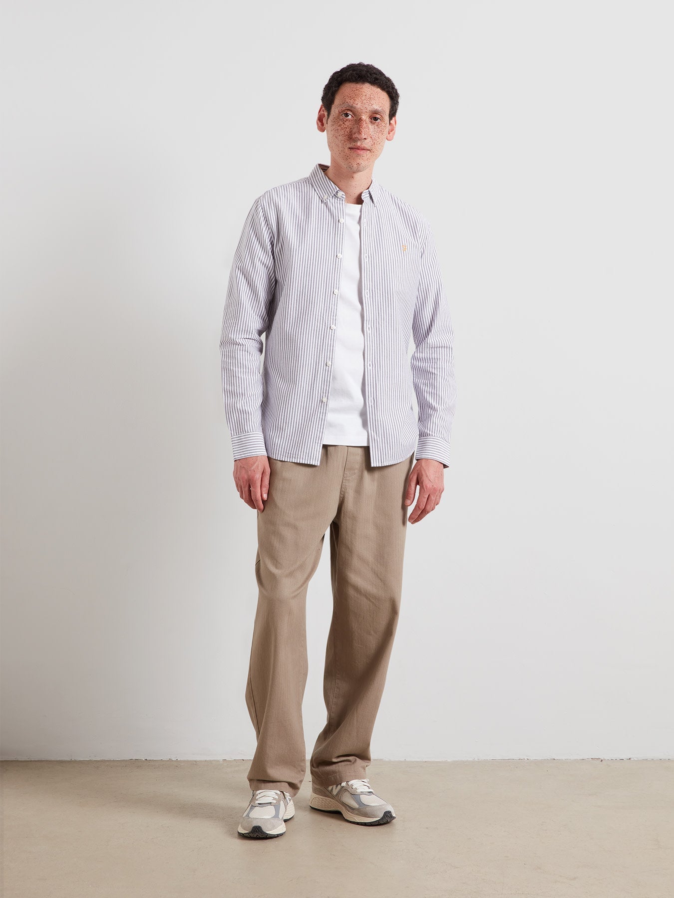 Brewer Striped Oxford Shirt In Deep Purple
