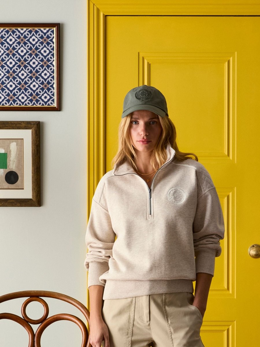 Racquet Cream Half Zip Sweatshirt - RUTHERFORD & Co