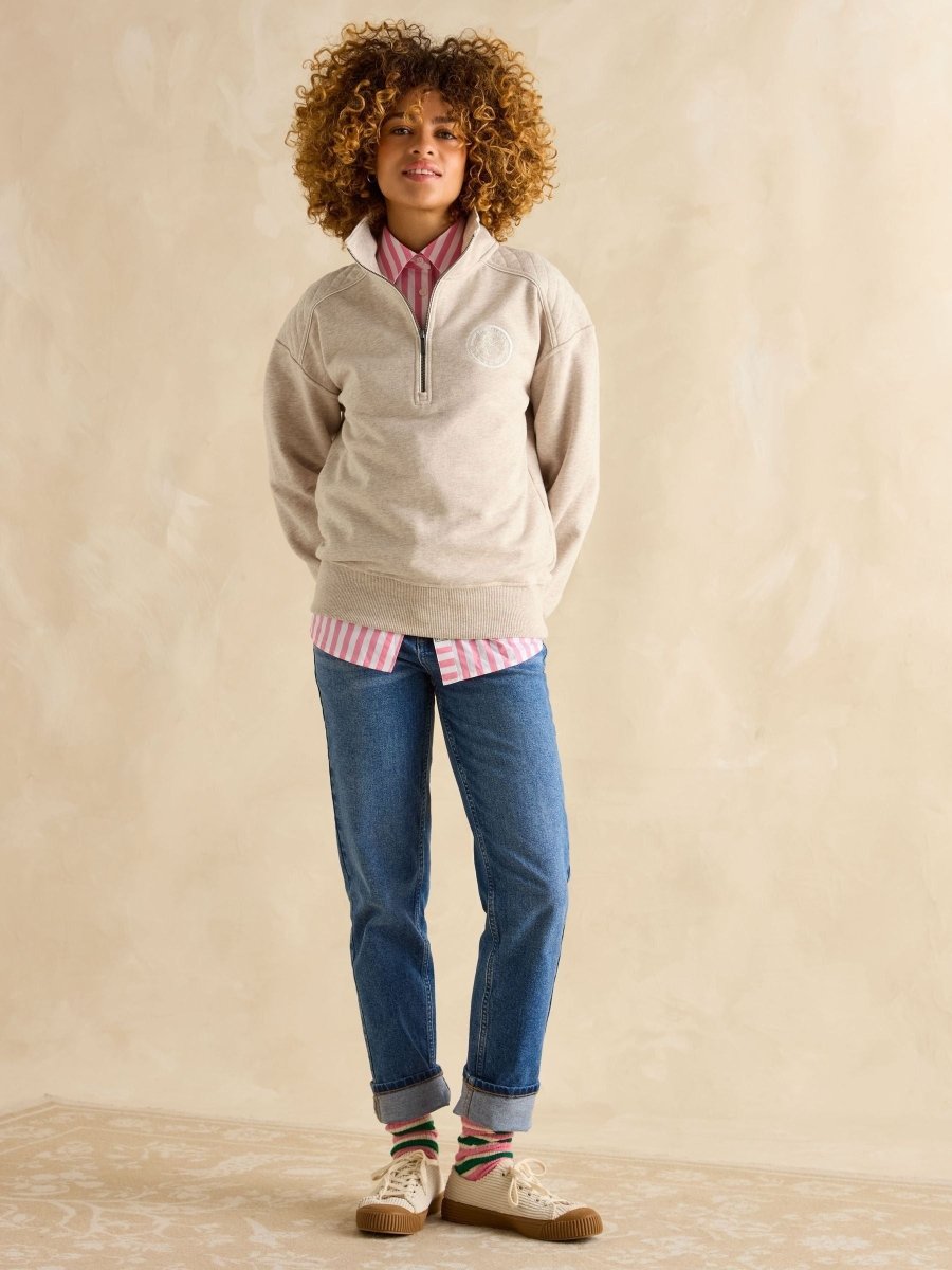 Racquet Cream Half Zip Sweatshirt - RUTHERFORD & Co