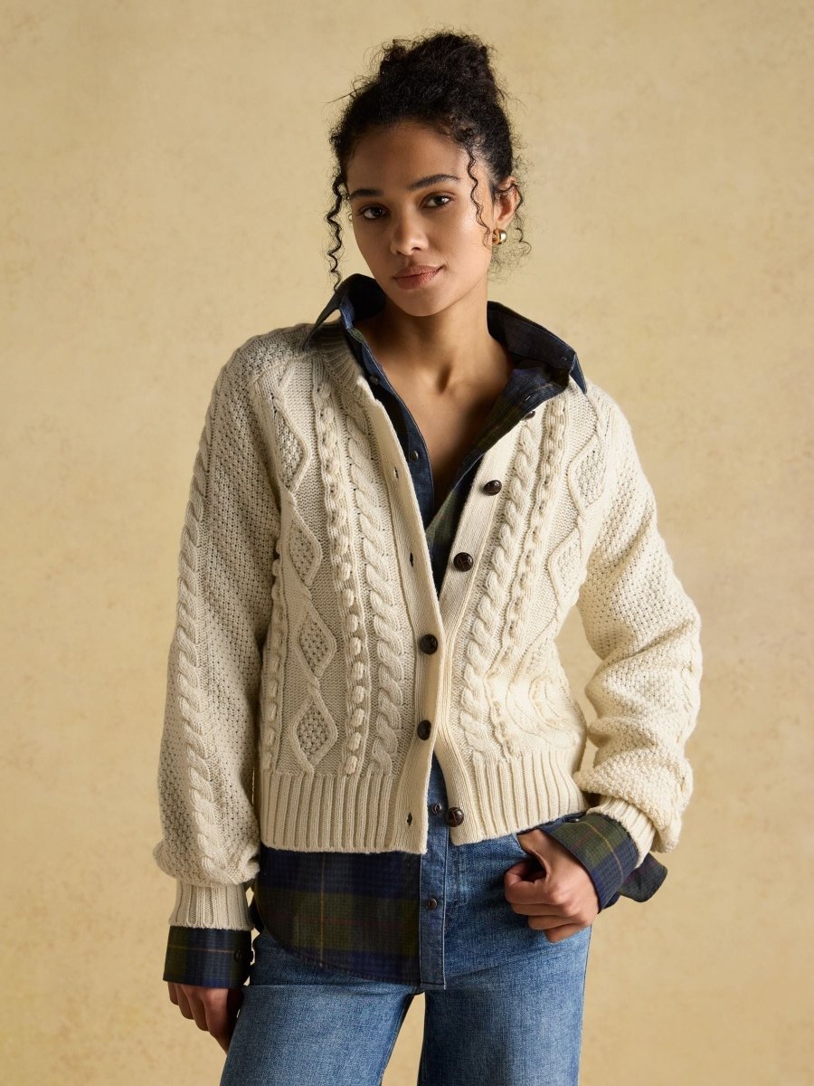 Rafferty Cream Cable Knit Cardigan - RUTHERFORD & Co