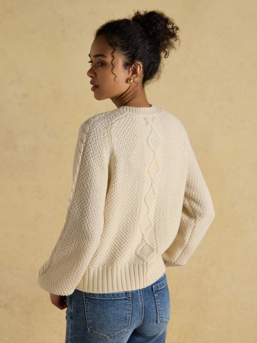 Rafferty Cream Cable Knit Cardigan - RUTHERFORD & Co