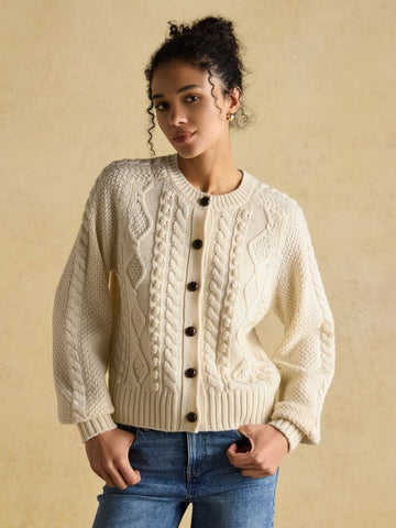 Rafferty Cream Cable Knit Cardigan - RUTHERFORD & Co