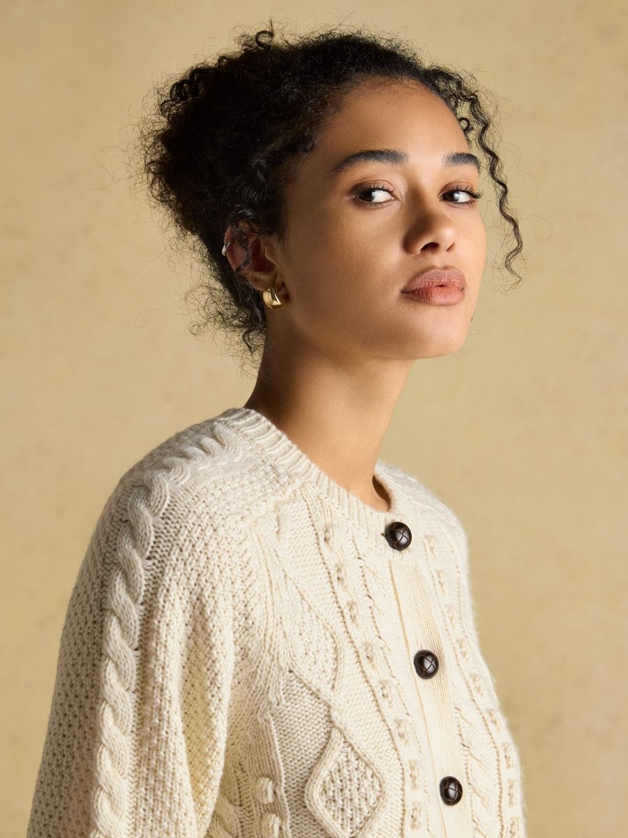 Rafferty Cream Cable Knit Cardigan - RUTHERFORD & Co