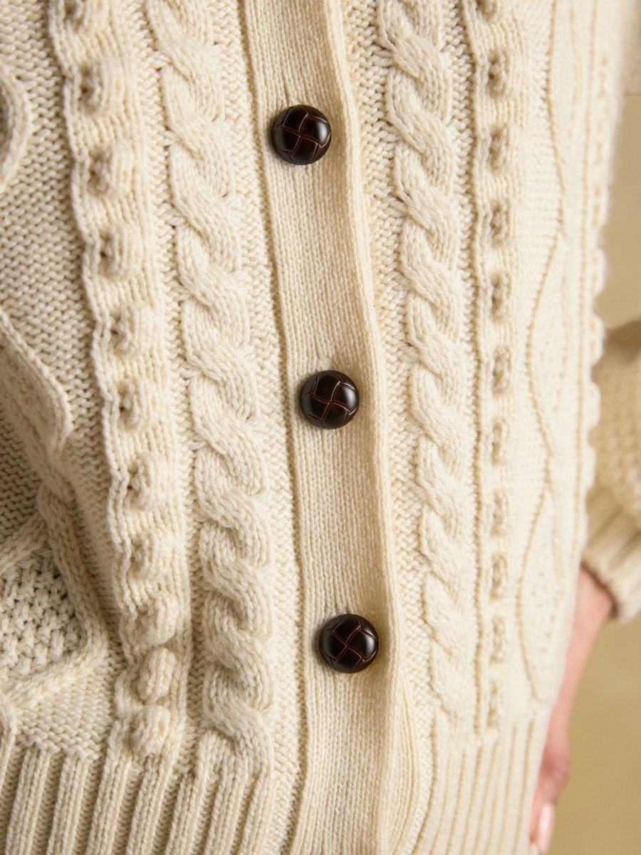 Rafferty Cream Cable Knit Cardigan - RUTHERFORD & Co