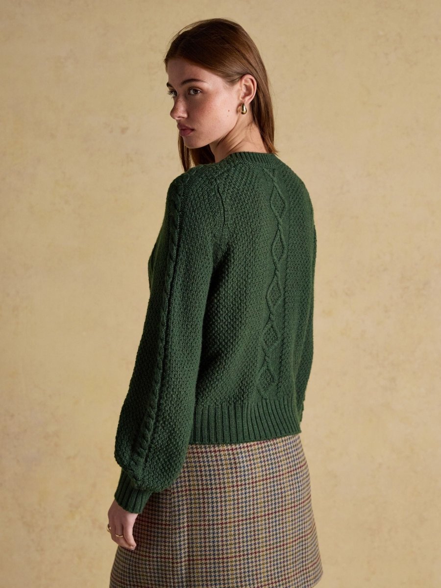 Rafferty Green Cable Knit Cardigan - RUTHERFORD & Co