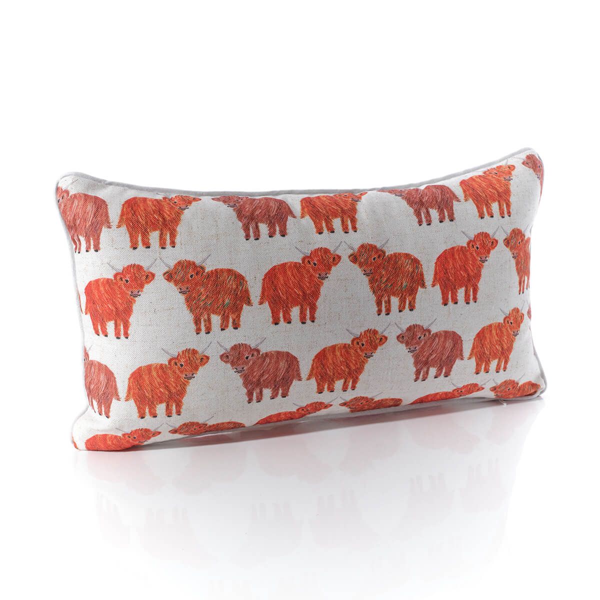 Rainbow Coo Rectangle Repeat Print Polyester/Linen Blend Cushion with Zip - RUTHERFORD & Co