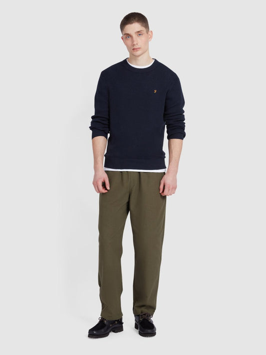 Rainhill Honeycomb Sweater In True Navy - RUTHERFORD & Co