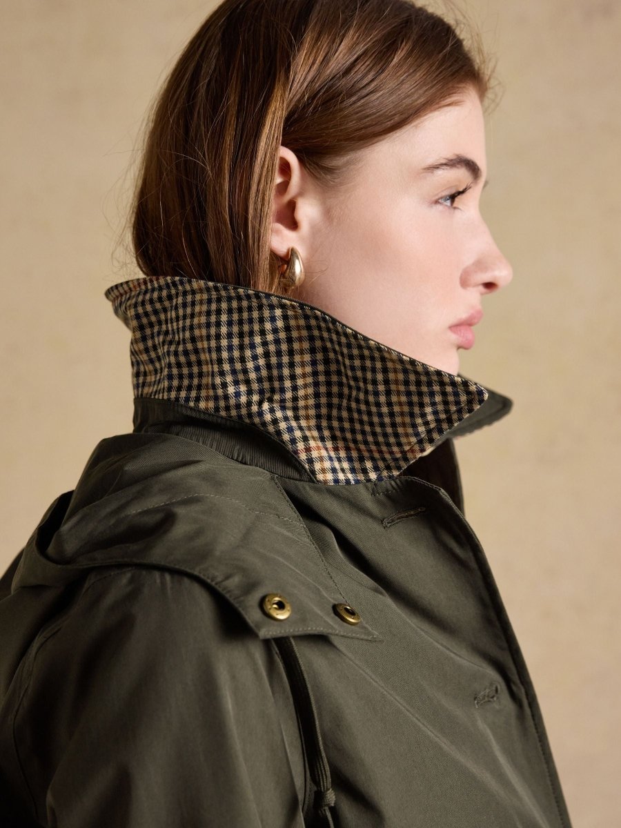 Rainmore Khaki Green Button Through Waterproof Raincoat - RUTHERFORD & Co
