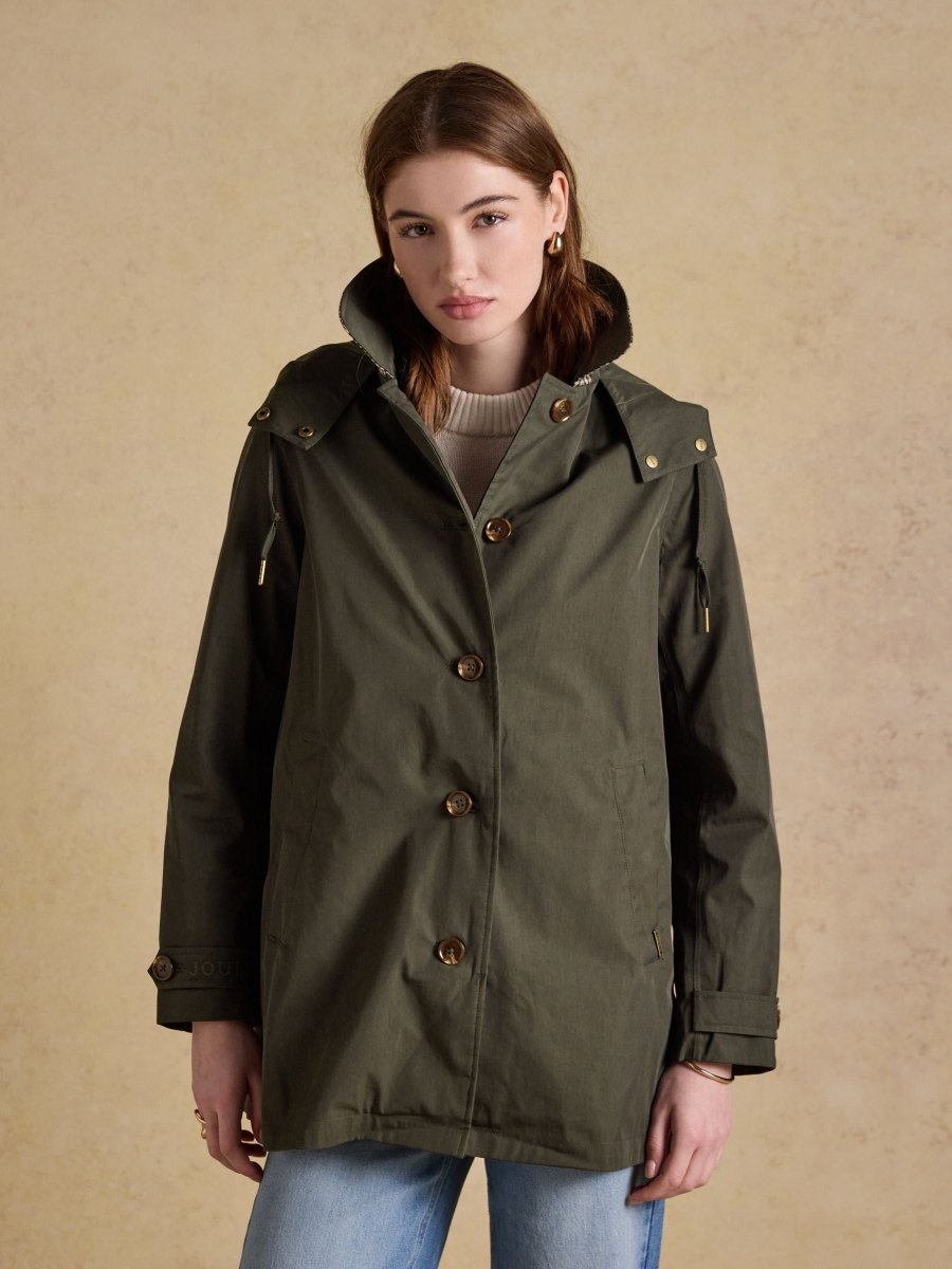Rainmore Khaki Green Button Through Waterproof Raincoat - RUTHERFORD & Co