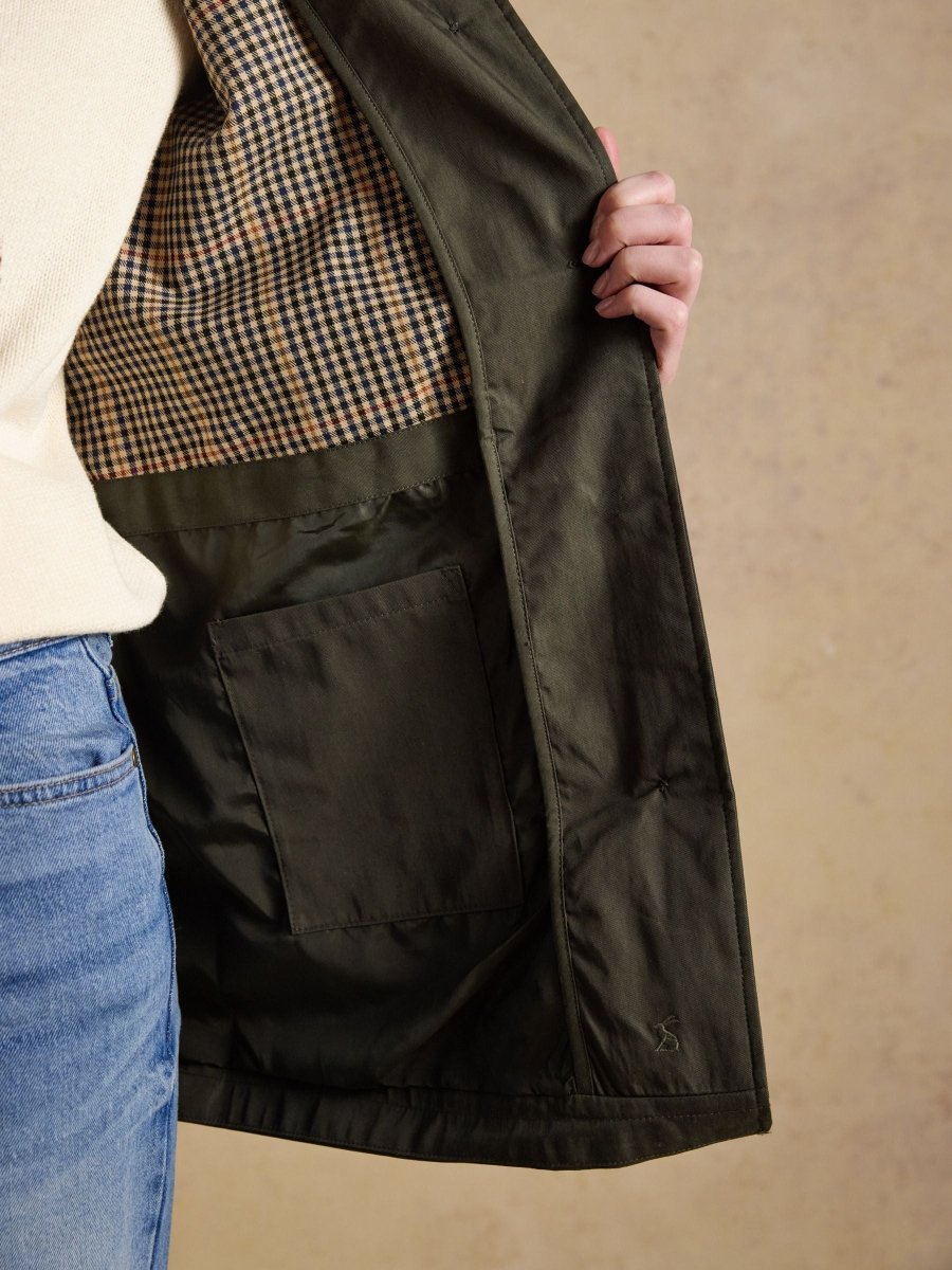 Rainmore Khaki Green Button Through Waterproof Raincoat - RUTHERFORD & Co