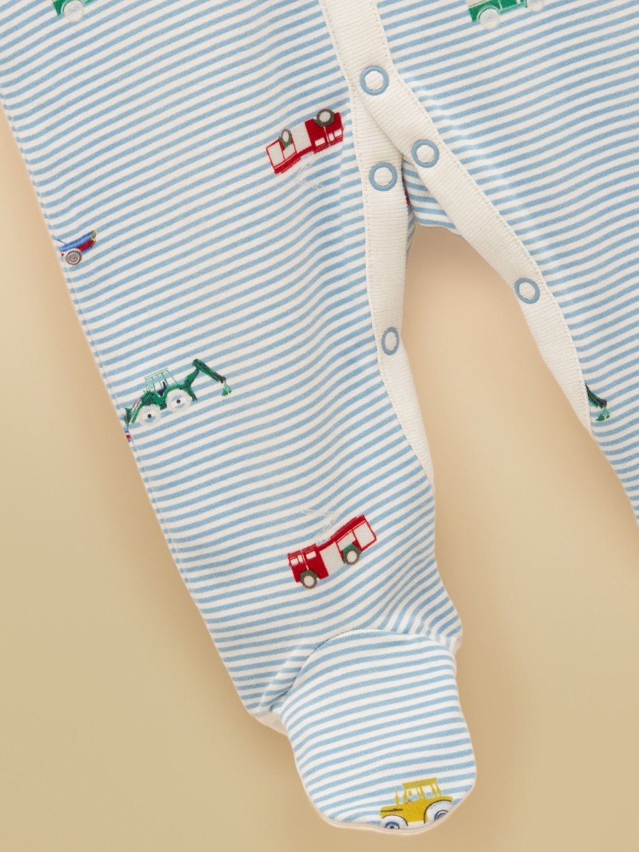 Razamataz Blue Cotton Babygrow - RUTHERFORD & Co