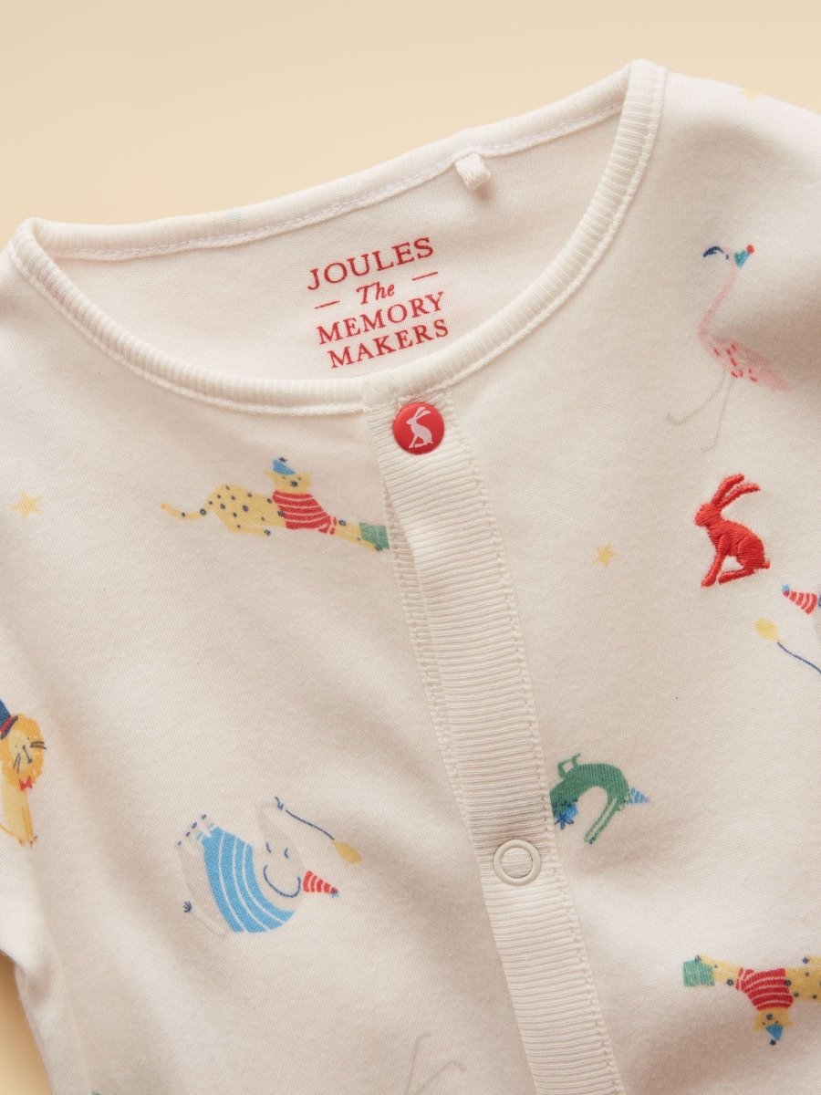 Razamataz Cream Animals Cotton Babygrow - RUTHERFORD & Co