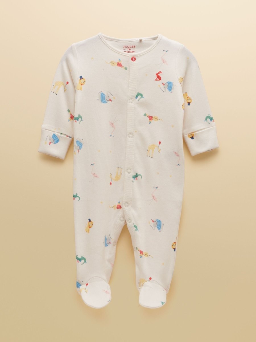 Razamataz Cream Animals Cotton Babygrow - RUTHERFORD & Co
