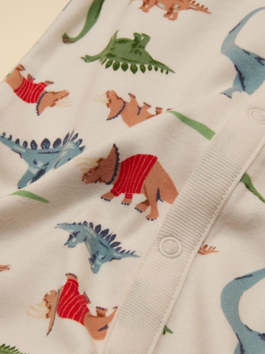 Razamataz Cream Dino Cotton Babygrow - RUTHERFORD & Co