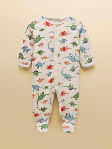 Razamataz Cream Dino Cotton Babygrow - RUTHERFORD & Co