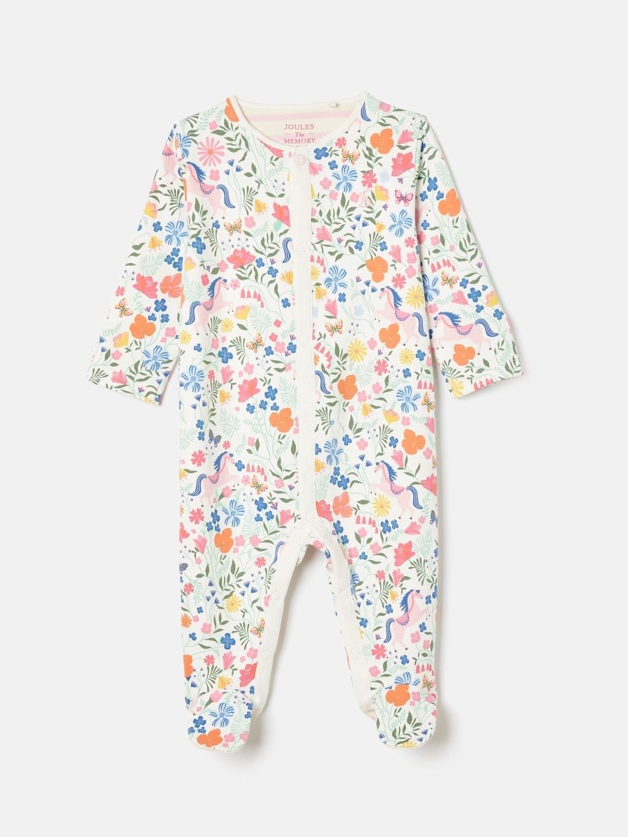 Razamataz Cream Horse Print Cotton Babygrow - RUTHERFORD & Co