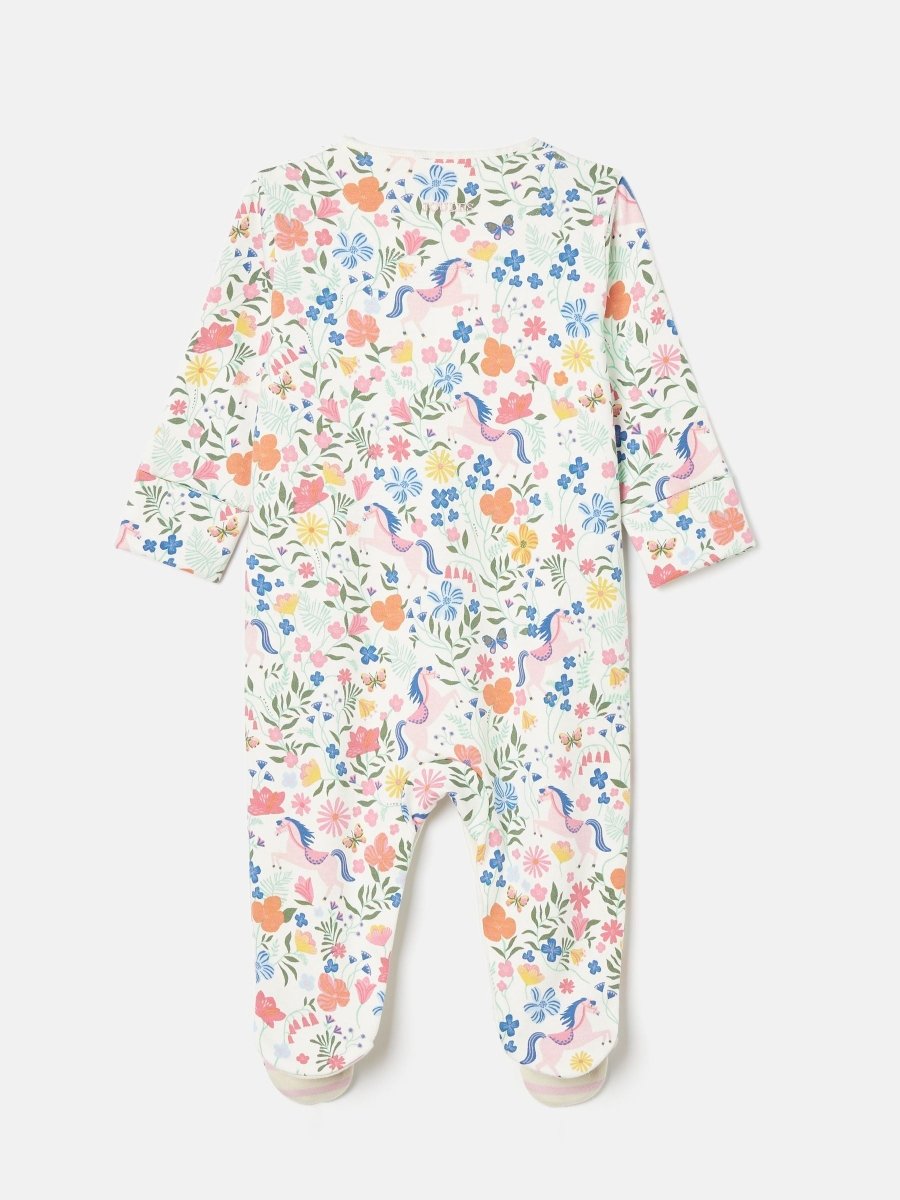 Razamataz Cream Horse Print Cotton Babygrow - RUTHERFORD & Co