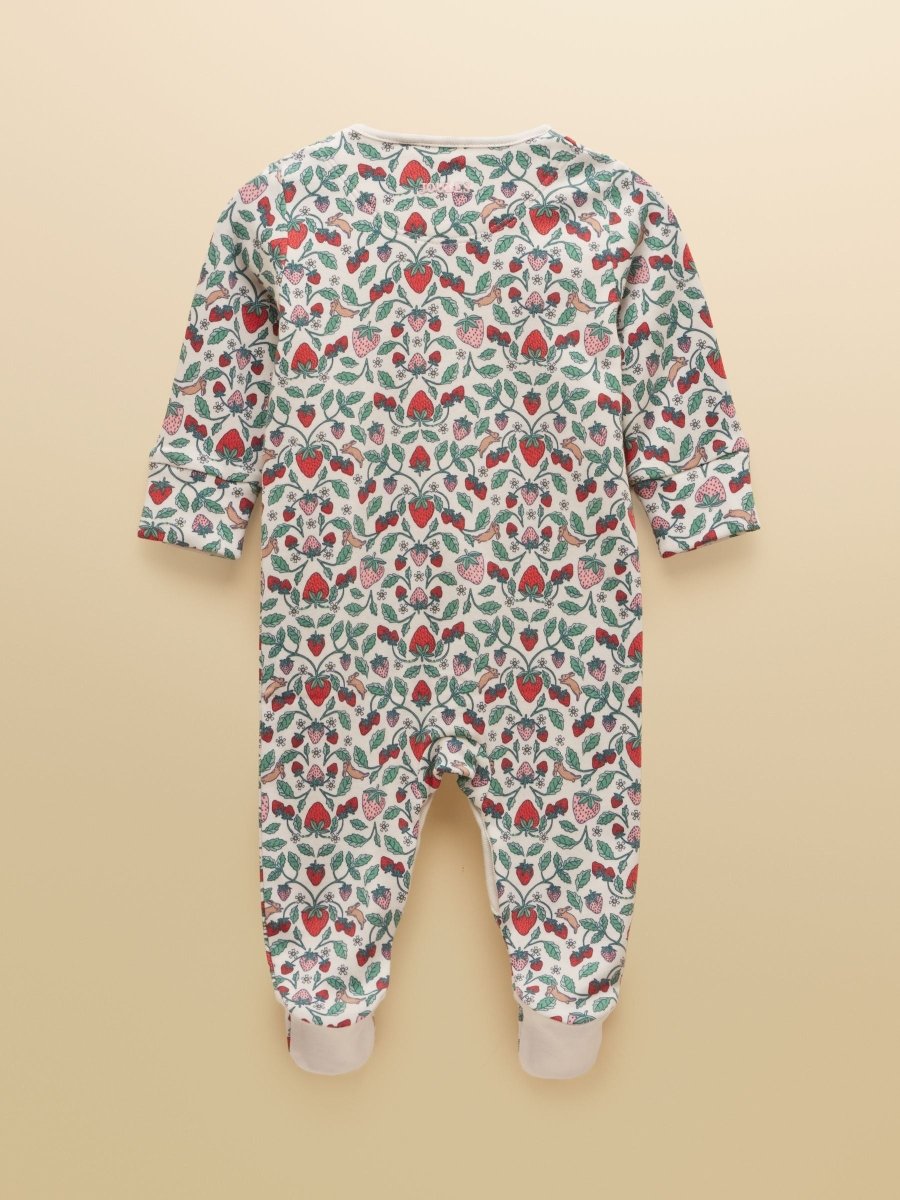 Razamataz Cream Strawberries Cotton Babygrow - RUTHERFORD & Co
