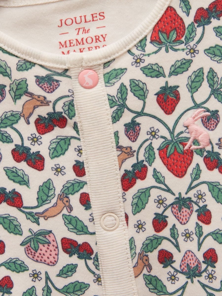 Razamataz Cream Strawberries Cotton Babygrow - RUTHERFORD & Co