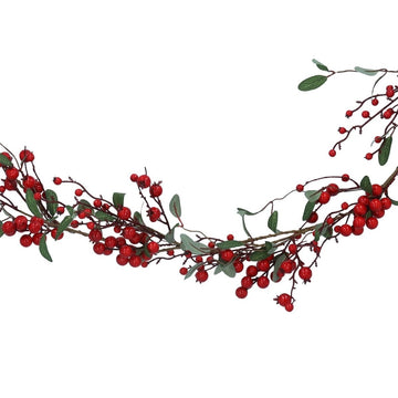 Red Berry & Rosehip w Foliage Garland - RUTHERFORD & Co