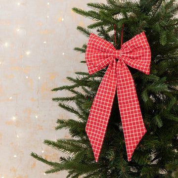 Red Check Bow Hanging Decoration - RUTHERFORD & Co