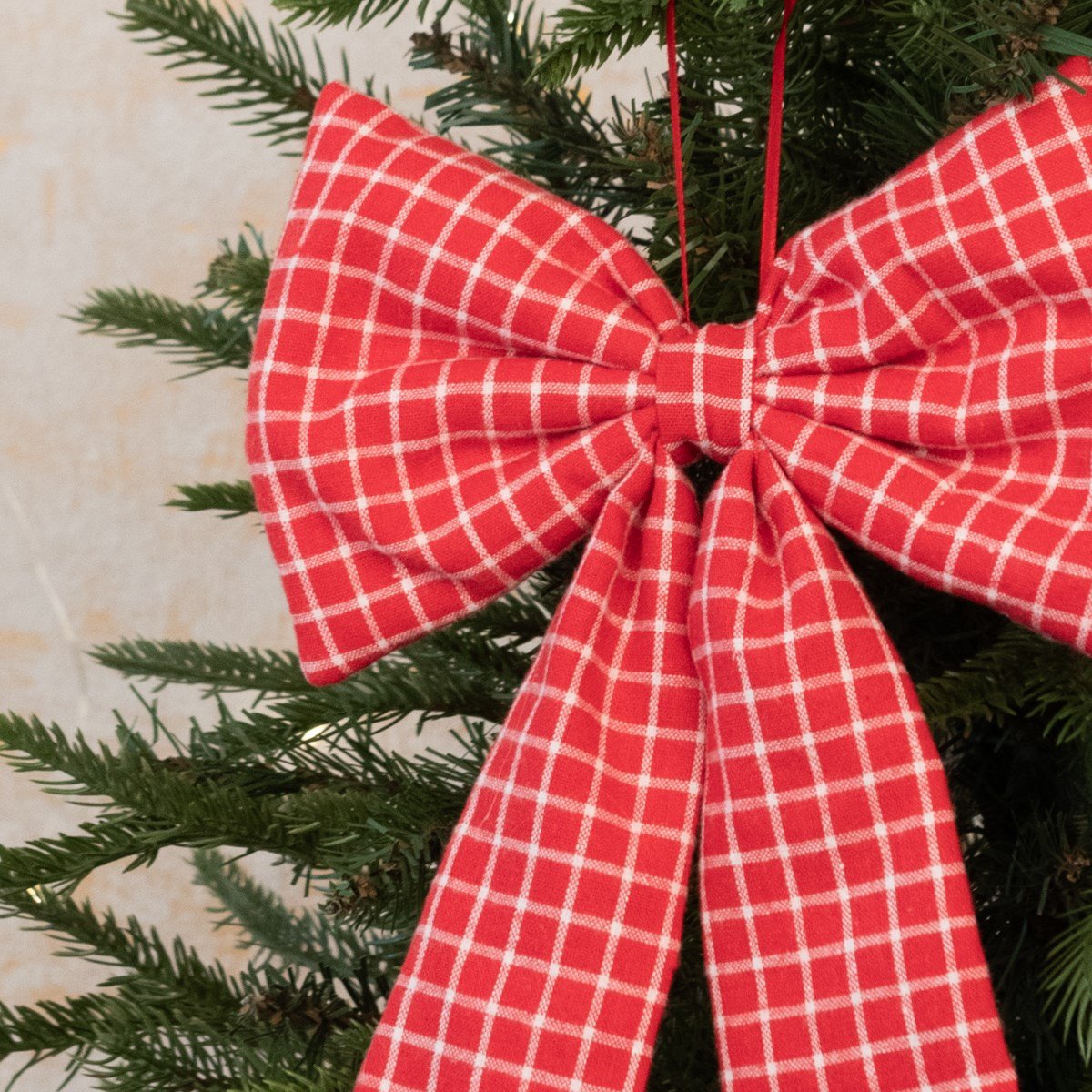 Red Check Bow Hanging Decoration - RUTHERFORD & Co