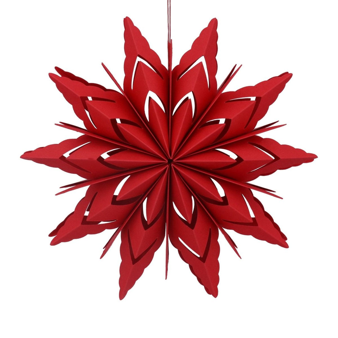 Red Fretwork Star Paper Decoration (30cm) - RUTHERFORD & Co