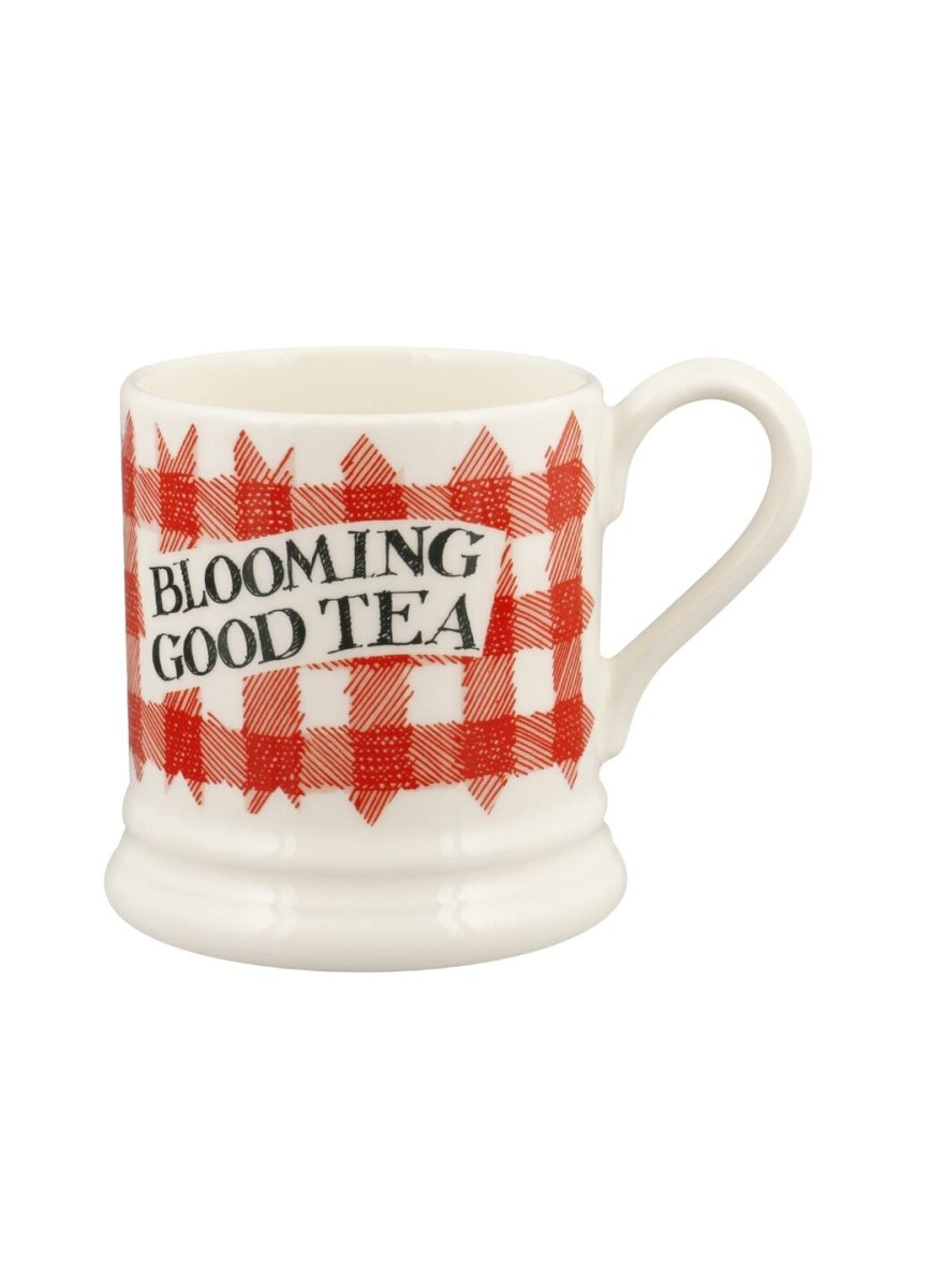 Red Gingham Blooming Good Tea 1/2 Pint Mug - RUTHERFORD & Co