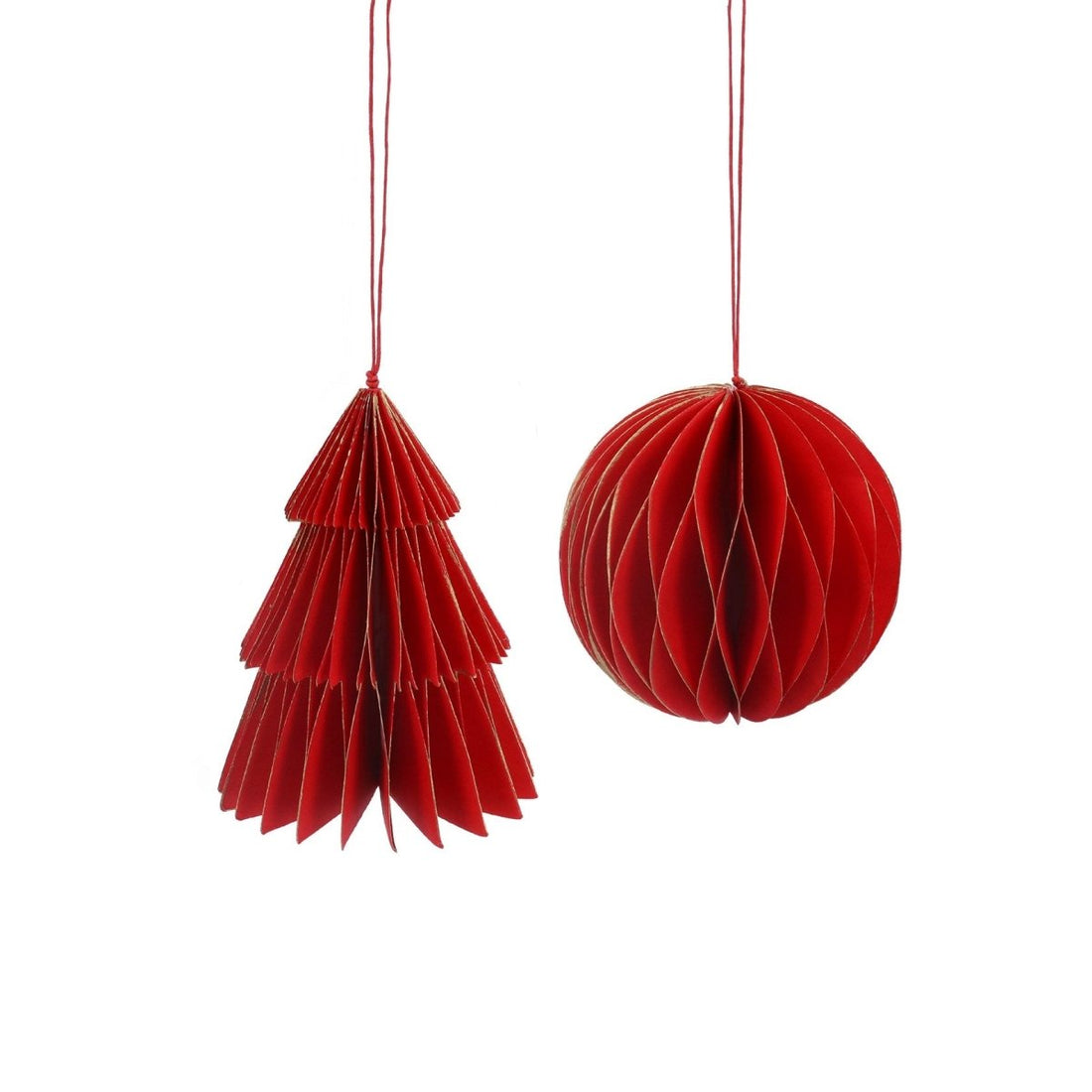 Red Honeycomb Ball/Tree Paper Decoration (10cm) - RUTHERFORD & Co