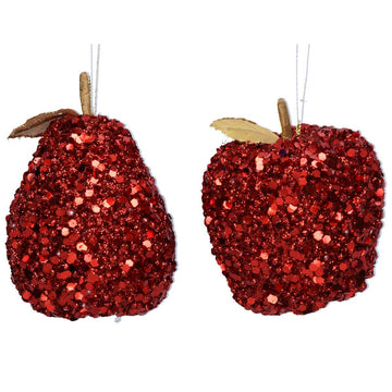 Red Sequin Apple or Pear Dec/Astd - RUTHERFORD & Co