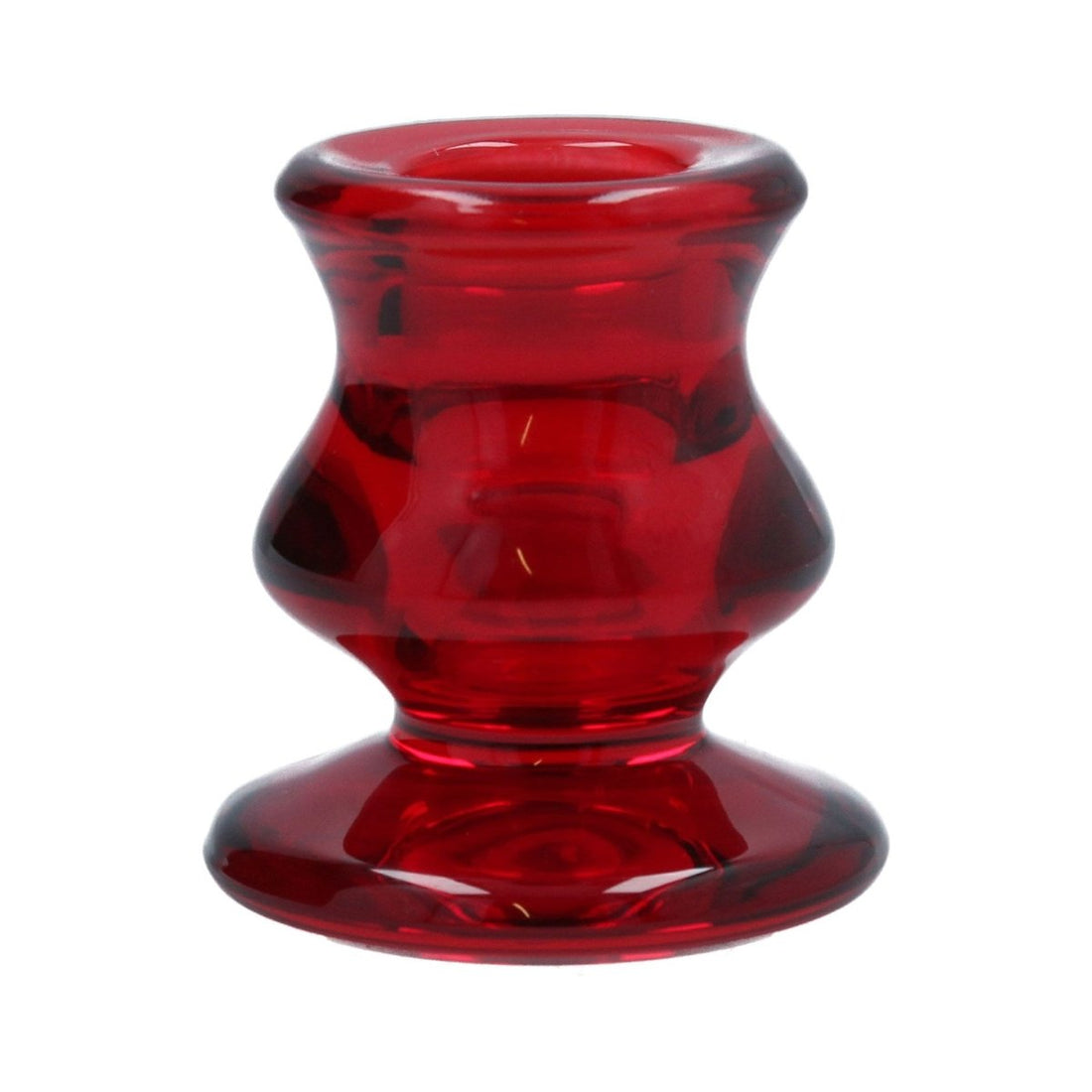 Red Short Glass Candlestick (6cm) - RUTHERFORD & Co