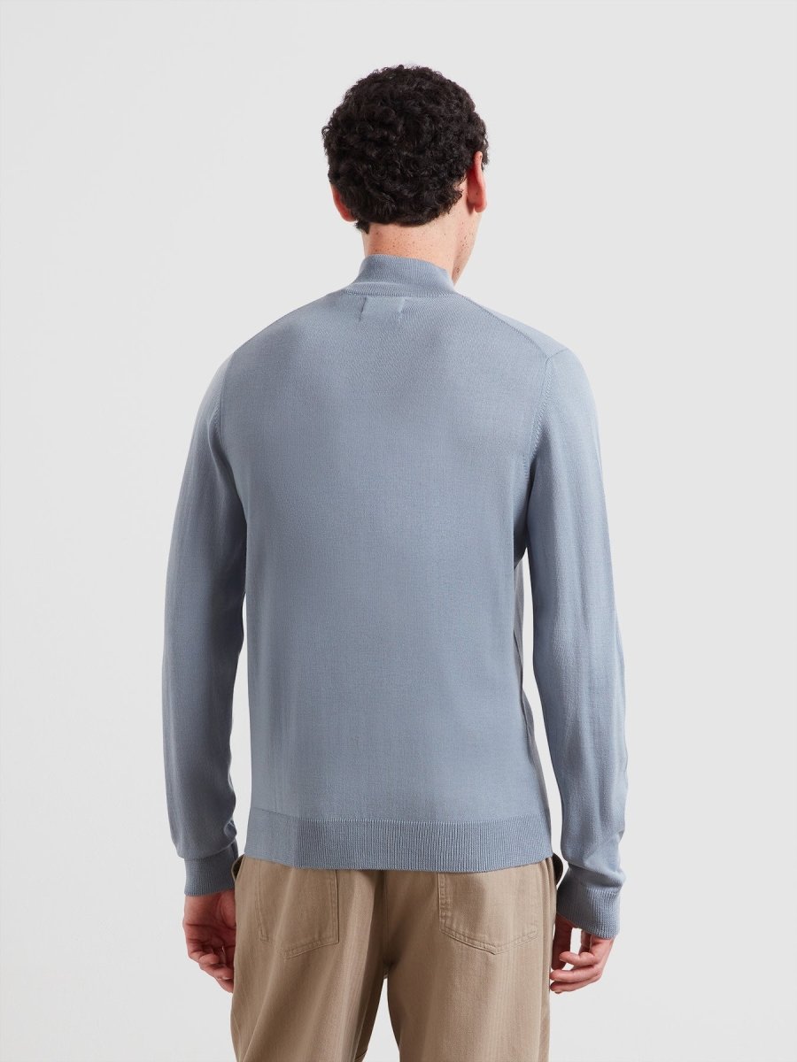 Redchurch Merino Wool Quarter Zip Sweater In Icelandic Blue - RUTHERFORD & Co