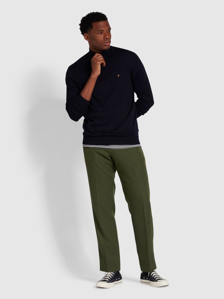 Redchurch Merino Wool Quarter Zip Sweater In True Navy - RUTHERFORD & Co